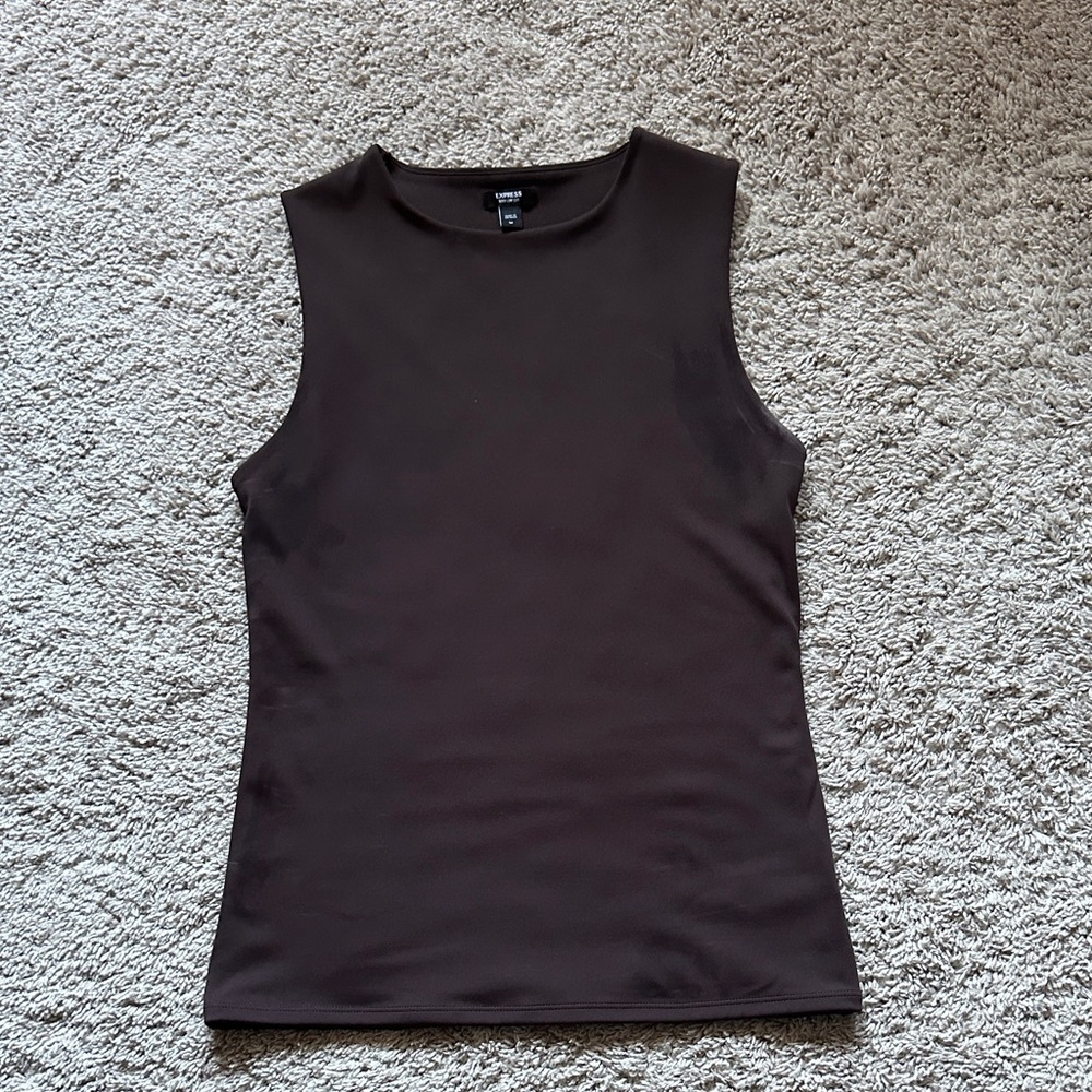 Express Body Contour Dark Brown Tank Top